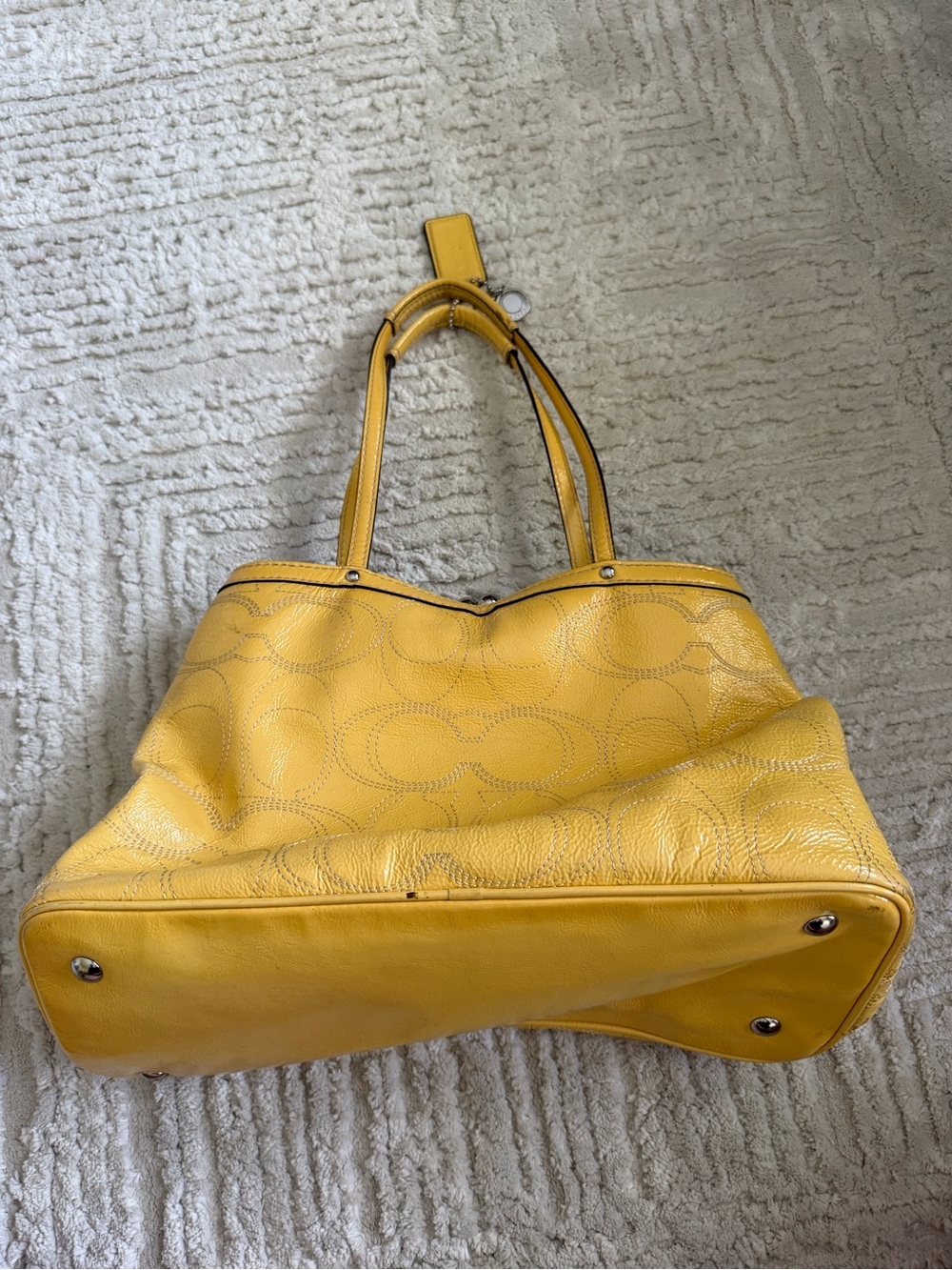 Coach y2k yellow tote patent leather kisslock purse handbag - Picture 5 of 12